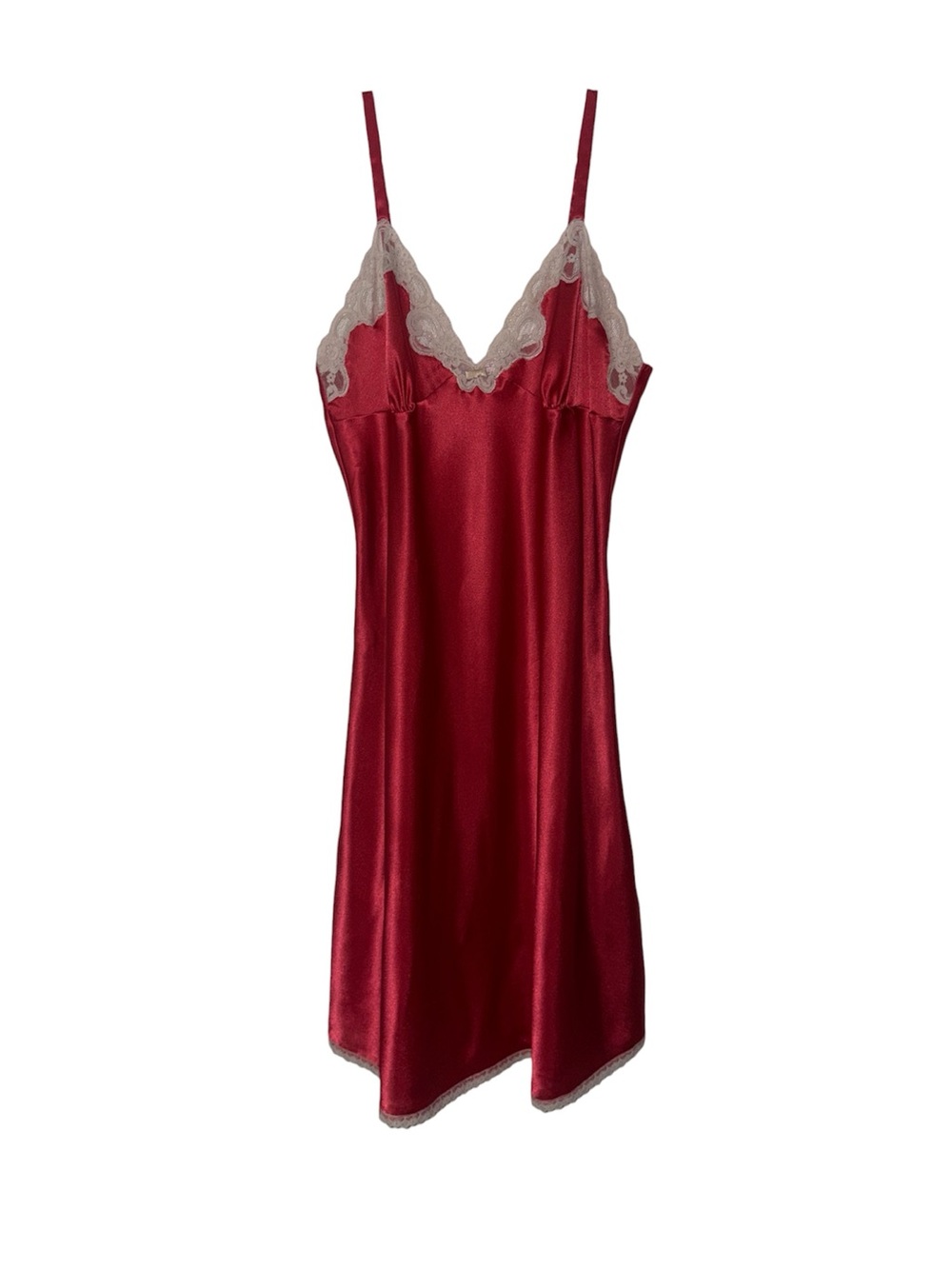 Oscar de la Renta Satin Slip with Cream Lace Trim